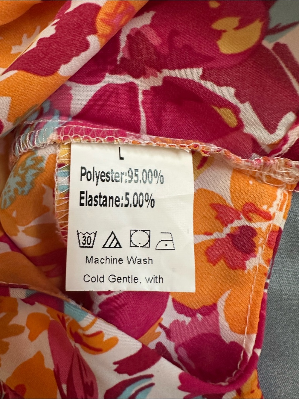 EUC Floral Romper - Bright Pink & Orange UNBRANDED Sz L - Picture 6 of 11
